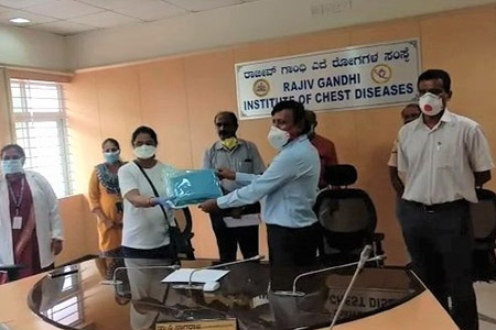 PPE Kit Receiving by Dr. C. Nagraja, Director of SDS TRC & Rajiv Gandhi Institute, Bangalore